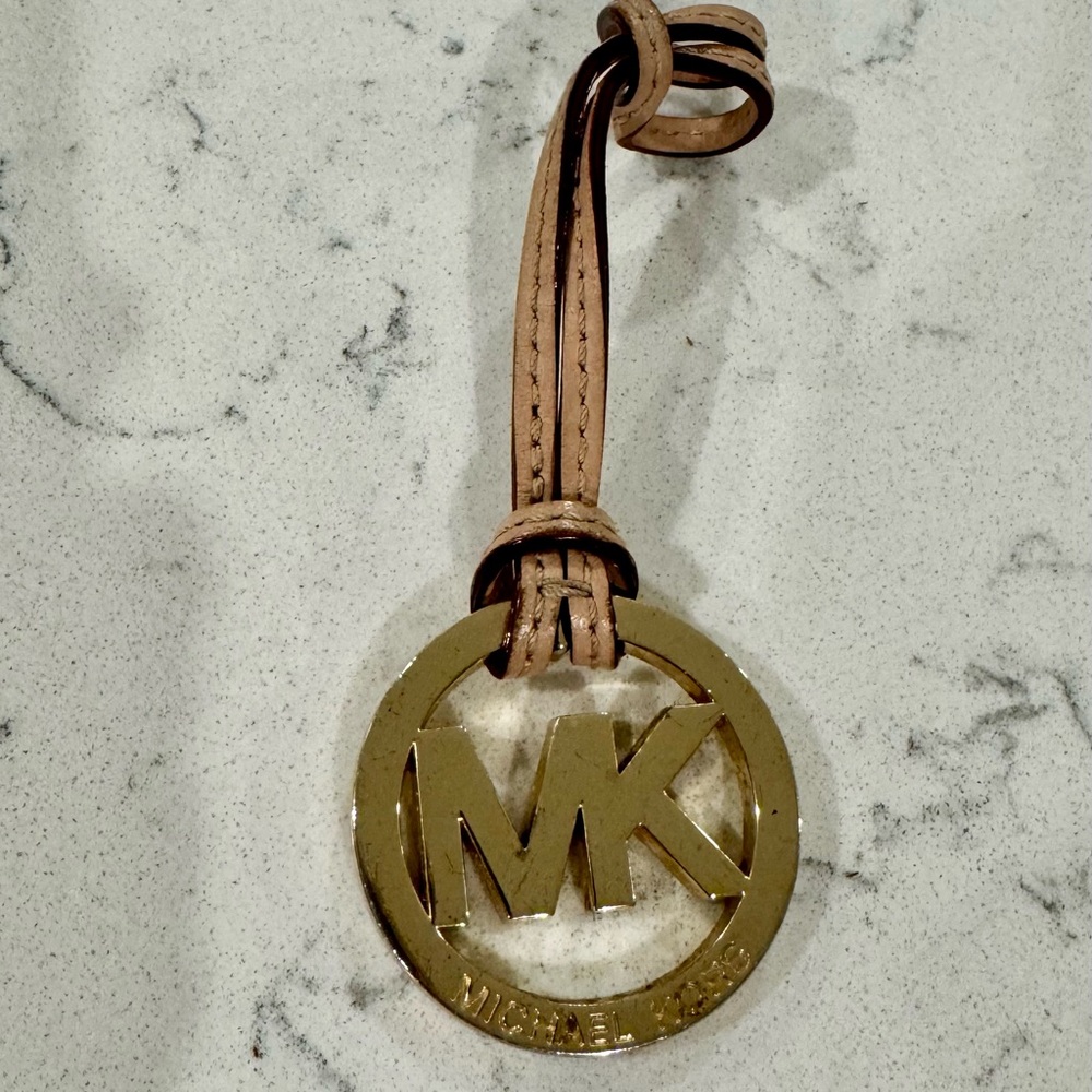 Michael Kors Iight Tan Leather Purse Bag Charm Replacement Gold Tone Logo